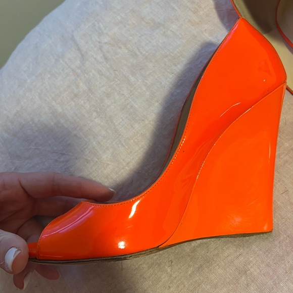 Jimmy Choo neon orange thin wedges. - Picture 2 of 12